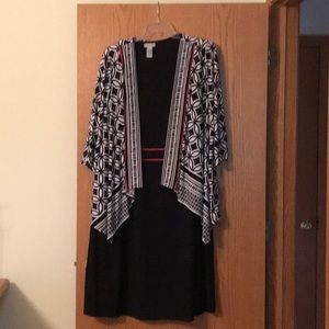 Black and white 2 piece with hot pink trim